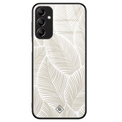 Samsung Galaxy A14 glazen hardcase - Palmy leaves beige