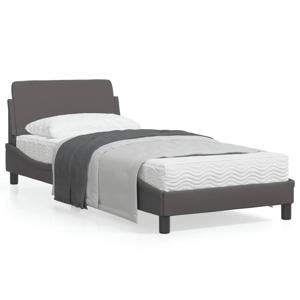 Bedframe met hoofdbord kunstleer grijs 90x200 cm