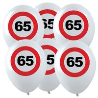 48x Leeftijd verjaardag ballonnen met 65 jaar stopbord opdruk 28 cm 48x Leeftijd verjaardag ballonnen met 65 jaar stopbord opdruk 28 cm