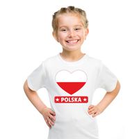 Polen hart vlag t-shirt wit jongens en meisjes XL (158-164)  -