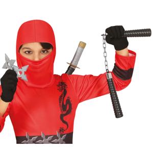 Carnaval verkleed Ninja set - accessoires - zwart - 4-delig