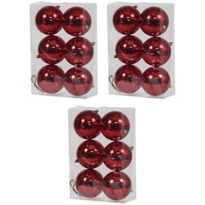 18x Kunststof kerstballen glanzend rood 10 cm kerstboom versiering/decoratie   -