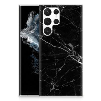 Samsung Galaxy S22 Ultra | TPU | Siliconen hoesje | Marmer Zwart - Origineel Cadeau Vader
