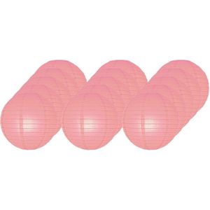 15x Luxe bol lampionnen roze 25 cm