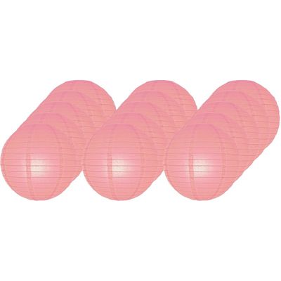 15x Luxe bol lampionnen roze 25 cm