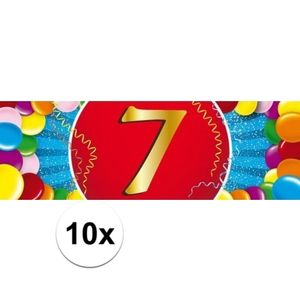 10x 7 Jaar leeftijd stickers verjaardag versiering   -