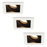 Set van 3 Durham LED inbouwspots vierkant - 4 Watt 345 lumen - 2700k warm wit - GU10 - Dimbaar Kantelbaar - Voor binnen - Wit