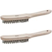 Sorex Staalborstel met 4 rijen draad - 2x stuks - RVS - stalen haren - 27 cm - roestborstel - schoon