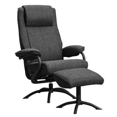 Relaxfauteuil Vincent incl. hocker - Stof Bjorn - antraciet - Leen Bakker
