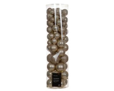 Kerstballen mix kunststof dia. 8 cm pearl 80 stuks - Decoris