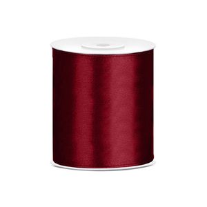 1x Satijnlint bordeaux rood rol 10 cm x 25 meter cadeaulint verpakkingsmateriaal - Cadeaulinten