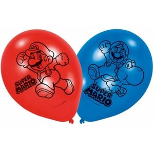 Super Mario thema ballonnen 6x stuks