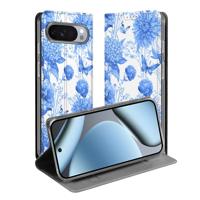 Google Pixel 10 | Pixel 10 Pro Smart Cover Hoesje Flowers Blue