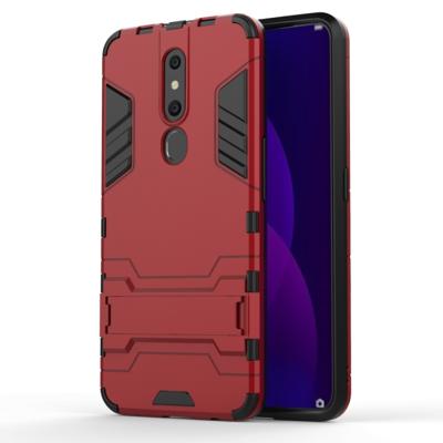 Schokbestendige PC + TPU Case voor OPPO F11 Pro met houder (rood)