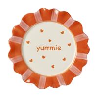 Gebaksbordje yummie - roze/rood - ø18x2 cm