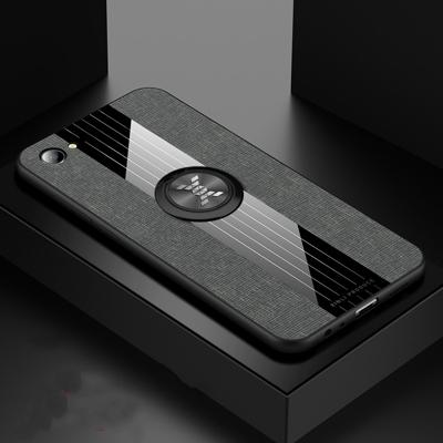 Voor OPPO a3 XINLI stiksels doek Textue schokbestendig TPU beschermhoes met ring houder (grijs)