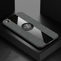 Voor OPPO a3 XINLI stiksels doek Textue schokbestendig TPU beschermhoes met ring houder (grijs)