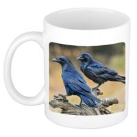 Dieren foto mok raaf - vogels beker wit 300 ml - thumbnail