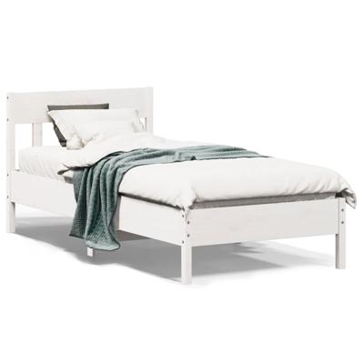 Bedframe zonder matras massief grenenhout wit 75x190 cm