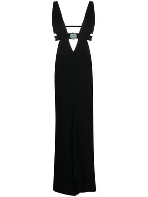 Roberto Cavalli robe mi-longue à découpes - Noir