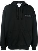 Moschino hoodie zippé à logo imprimé - Noir - thumbnail