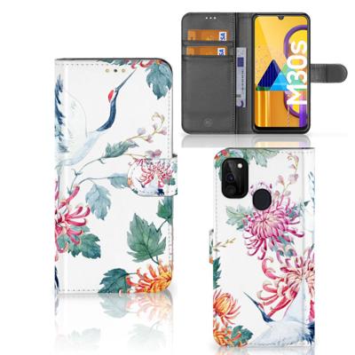 Samsung Galaxy M21 | M30s | Telefoonhoesje | Met pasjeshouder | Bird Flowers