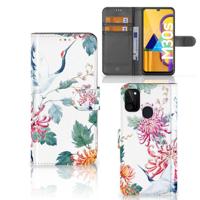 Samsung Galaxy M21 | M30s | Telefoonhoesje | Met pasjeshouder | Bird Flowers