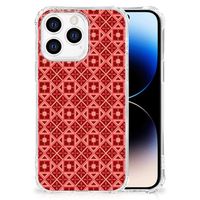 iPhone 14 Pro Doorzichtige Silicone Hoesje Batik Rood - thumbnail