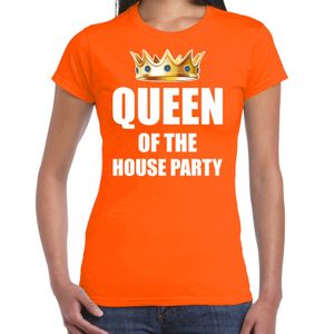 Woningsdag Queen of the house party t-shirts voor thuisblijvers tijdens Koningsdag oranje dames 2XL  -