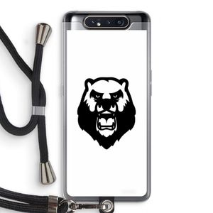 Angry Bear (white): Samsung Galaxy A80 Transparant Hoesje met koord