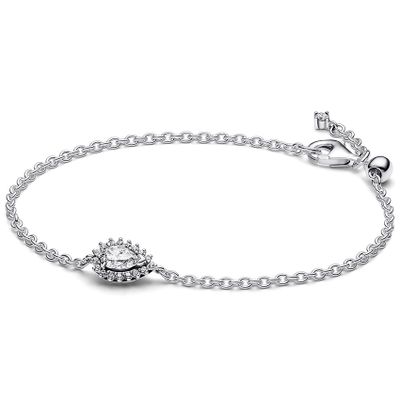 Pandora 593001C01 Armband Sparkling Pear Halo zilver-zirconia-silicone wit-zwart