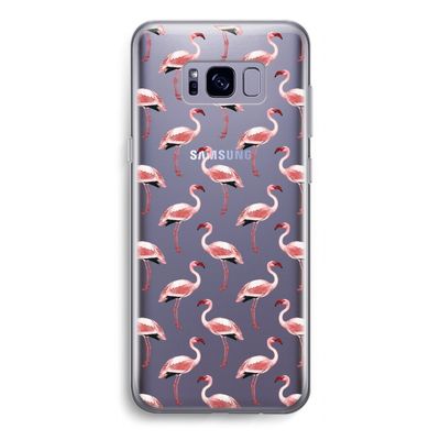 Flamingoprint groen: Samsung Galaxy S8 Transparant Hoesje