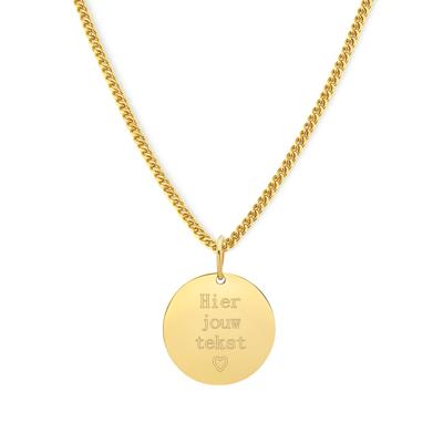 Gegraveerde eigen tekst ketting - Stainless steel - Goud - 15mm