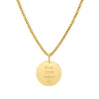 Gegraveerde eigen tekst ketting - Stainless steel - Goud - 15mm