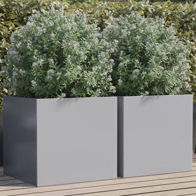 VidaXL Plantenbakken 2 st 49x47x46 cm gegalvaniseerd staal zilverkleur VidaXL Plantenbakken 2 st 49x47x46 cm gegalvaniseerd staal zilverkleur