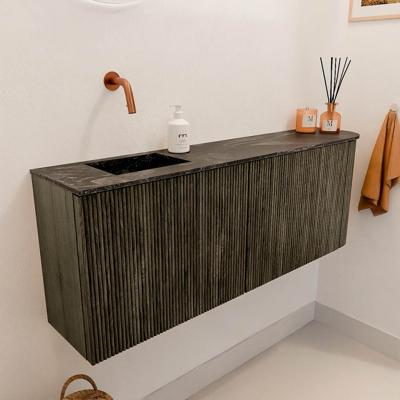 Toiletmeubel Mondiaz Joya Dlux | 111.6 cm | Meubelkleur Shadow | Faye wastafel Lava Wasbak Links | Zonder kraangat(en)
