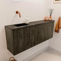 Toiletmeubel Mondiaz Joya Dlux | 111.6 cm | Meubelkleur Shadow | Faye wastafel Lava Wasbak Links | Zonder kraangat(en)