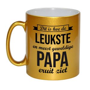 Gouden leukste en meest geweldige papa cadeau koffiemok / theebeker 330 ml