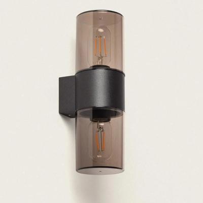 Up & down gevelverlichting zwart met smokeglas E27 fittingen &apos;Trentino&apos;