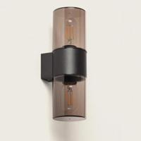 Up & down gevelverlichting zwart met smokeglas E27 fittingen &apos;Trentino&apos;