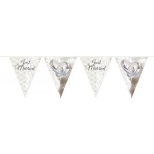 Folat Just Married vlaggenlijn - 10 meter - plastic - Bruiloft decoraties - huwelijk versieringen