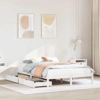 Bedframe zonder matras massief grenenhout wit 150x200 cm