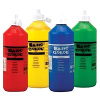 Voordeel set van 4x kleuren plakkatverf waterbasis van 4x 500 ml   -