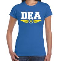 DEA agent tekst t-shirt blauw voor dames