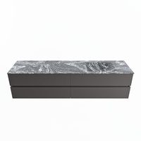 MONDIAZ VICA-DLUX 200cm badmeubel onderkast Dark grey 4 lades. Inbouw wastafel CLOUD rechts zonder kraangat, kleur Lava.