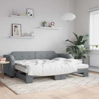Slaapbank met onderschuifbed 100x200 cm stof lichtgrijs