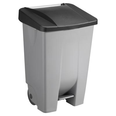 Afvalcontainer/rolemmer/pedaalemmer Basic - zwart - 80 liter - 19 x 41 x 75 cm - afval scheiden