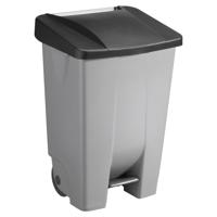 Afvalcontainer/rolemmer/pedaalemmer Basic - zwart - 80 liter - 19 x 41 x 75 cm - afval scheiden