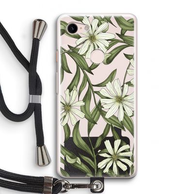 Wit bloemenpatroon: Pixel 3 Transparant Hoesje met koord