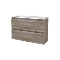 Badmeubelset Aquasplash Salt 100x39 cm Greeploos 2 Lades Met Wastafel Acryl 1 Kraangat Scotch Oak Aquasplash